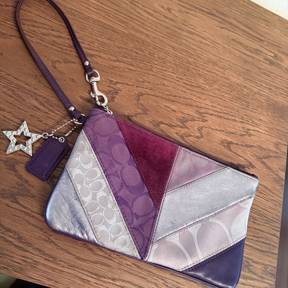 Coach Purple Patchwork Wristlet - Picture 4 of 13